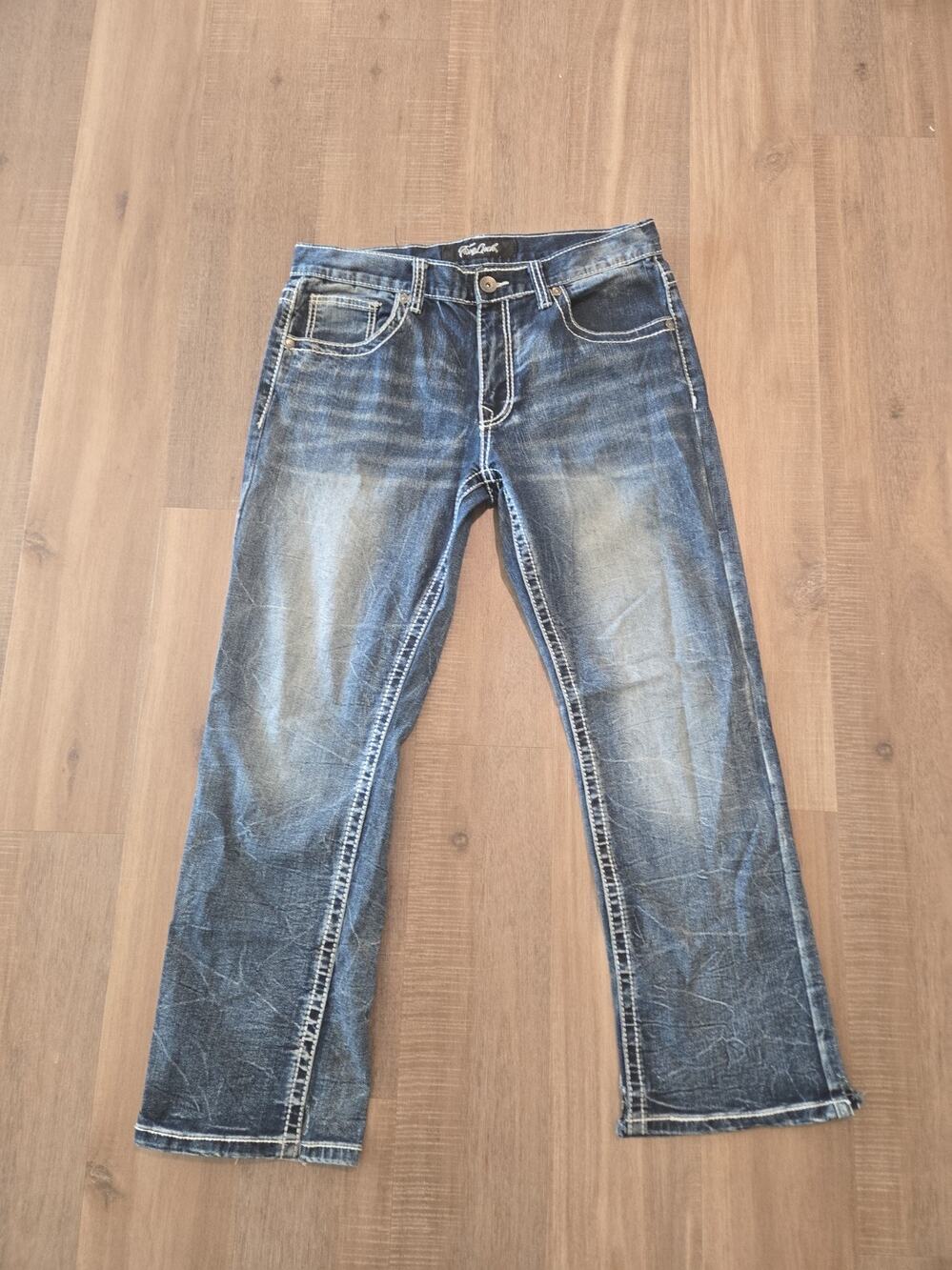 True Luck Mens Blue Denim Straight Jeans Size 32x30